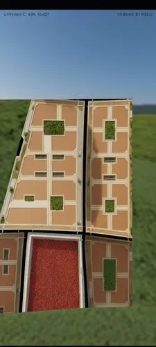 grass roof,3d rendering,hypocaust,homebuilding,solar cell base,passivhaus,ecovillages,house roofs,blockhouses,sketchup,housebuilding,cube stilt houses,blocks of houses,cargo containers,terracotta tiles,solar farm,containerboard,subdividing,seasteading,housetop,Photography,General,Realistic