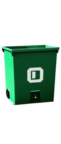 Dumpster logo, blue and green colors, bold font, stylized letter "D", metallic texture, reflective surface, 3D design, low-angle shot, dramatic lighting, high contrast, detailed rendering, solitary su