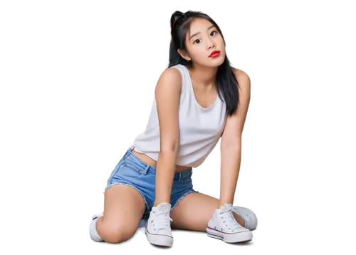 girl on a white background,girl sitting,asian girl,asian woman,white background,female model,portrait background,phuquy,girl in t-shirt,girl in a long,asia girl,seo,women's clothing,songpyeon,photo model,solar,asian semi-longhair,jeans background,su yan,women clothes,Illustration,Japanese style,Japanese Style 17