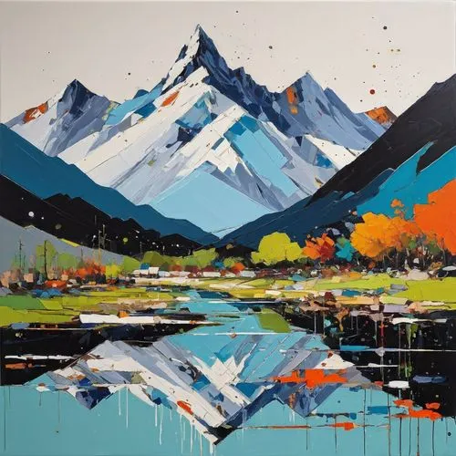 autumn mountains,fall landscape,mountain scene,autumn landscape,mountain landscape,nz,new zealand,painting technique,mountains,salt meadow landscape,mountainous landscape,mountain range,river landscape,mitre peak,banff,landscapes,landscape,lower engadine,moutains,high landscape