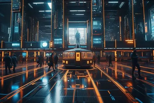 gente caminando por una estacion ,futuristic,metropolis,scifi,futuristic landscape,futuristic art museum,sci - fi,sci-fi,dystopian,spaceship space,passengers,cyberpunk,elevators,ufo interior,futuristi