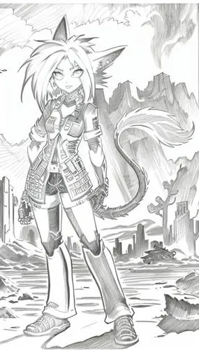 wayforward,mono-line line art,megatokyo,boktai,uncolored,wind warrior,Design Sketch,Design Sketch,Pencil Line Art