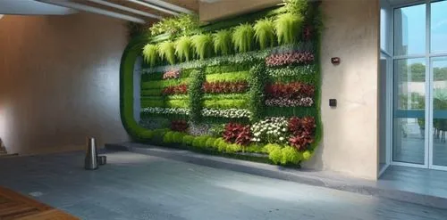 vertical garden with lush of plants on the wall,a huge living wall with flowers is being used as a flower - themed mural,flower wall en,balcony garden,wallcoverings,wallcovering,microhabitats,glass wa