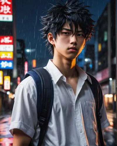 rainy,walking in the rain,jin deui,in the rain,anime boy,anime japanese clothing,shibuya,ren,yukio,heavy rain,rainy day,blue rain,asian umbrella,rainy season,tokyo,weather-beaten,rain,shibuya crossing,rainy weather,killua,Photography,Black and white photography,Black and White Photography 04