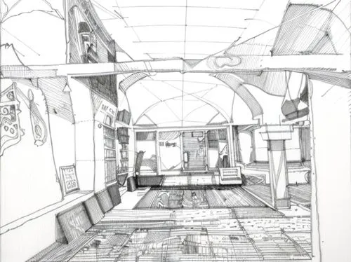 railway carriage,hallway space,empty interior,subway station,corridor,ufo interior,aircraft cabin,compartment,hallway,interiors,the bus space,frame drawing,inside,dormitory,pencils,attic,mono-line line art,study room,bus,train station passage