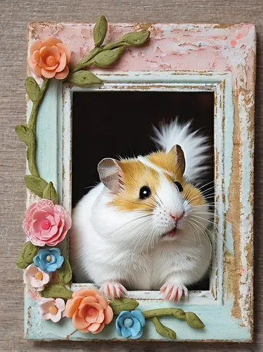 hamster frames,guinea pig,pet portrait,guineapig,hamster,hamster shopping,romantic portrait,hamster buying,gerbil,i love my hamster,animals play dress-up,musical rodent,animal portrait,whimsical animals,floral frame,flower animal,floral and bird frame,custom portrait,pferdeportrait,picture frame,Illustration,Japanese style,Japanese Style 09