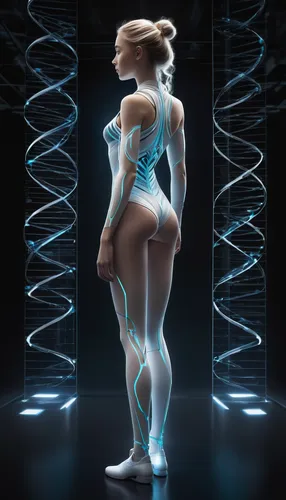 biomechanically,biomechanical,neon body painting,3d figure,sprint woman,female runner,geometric body,digital compositing,rope (rhythmic gymnastics),sculpt,cyan,cybernetics,hoop (rhythmic gymnastics),harnessed,human body anatomy,athletic body,body-mind,female model,light painting,symetra,Conceptual Art,Fantasy,Fantasy 11