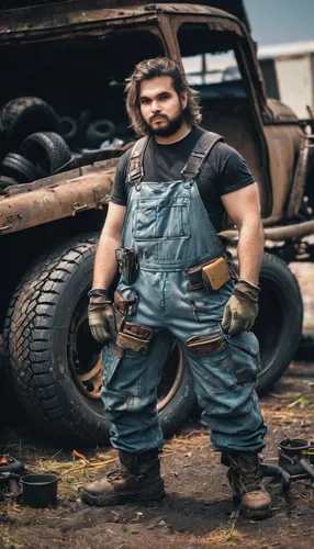 pubg mascot,blue-collar,mechanic,overalls,cargo pants,coveralls,off-road outlaw,auto mechanic,post apocalyptic,car mechanic,scrap dealer,girl in overalls,blue-collar worker,carpenter jeans,mad max,scrapyard,junkyard,junk yard,scrap iron,tool belt,Unique,Pixel,Pixel 02