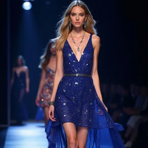 moschini,tereshchuk,blumarine,halston,runway,blue dress