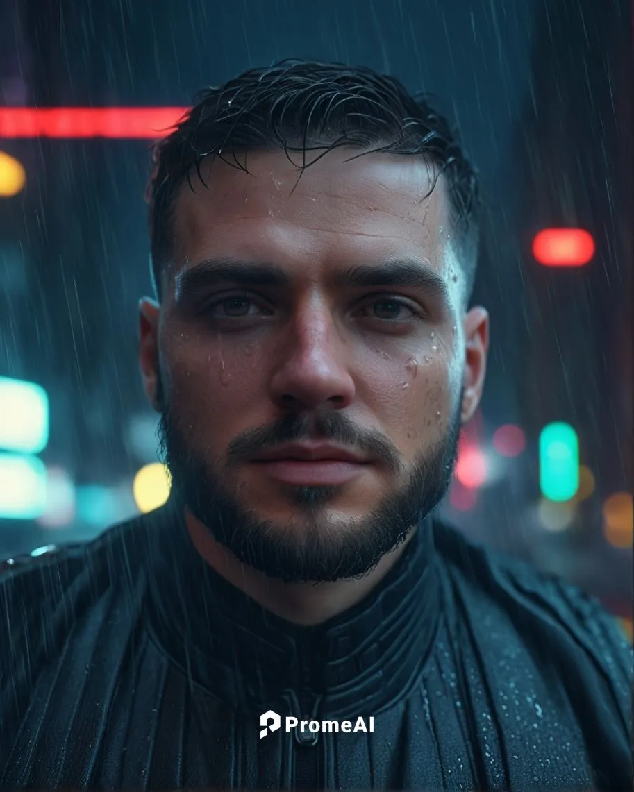 dont change facial expresion make the face same change look and appreance
,a man is standing in the rain outside,zeqiri,rainaldi,zelimkhan,atrak,abderahmane,aykut,Photography,General,Sci-Fi