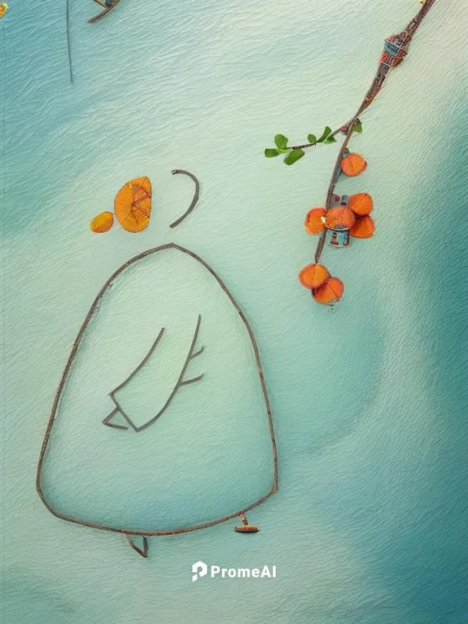 一个江南水乡场景,orange tree,orange blossom,kelp gulls in love,rosehips,bird painting,sea buckthorn,fishing lure,fairy tern,peace dove,orange gull,flower and bird illustration,persimmon tree,lemon tree,fairy 