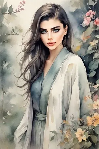 watercolor background,fantasy portrait,portrait background,watercolor women accessory,photo painting,world digital painting,mystical portrait of a girl,watercolor floral background,flower background,beautiful girl with flowers,floral background,girl in flowers,romantic portrait,fantasy picture,watercolor painting,landscape background,oil painting on canvas,oil painting,lily water,digital art,Digital Art,Watercolor