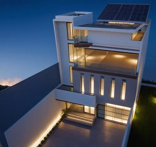 modern house,modern architecture,cubic house,passivhaus,block balcony,solar photovoltaic,Photography,General,Realistic