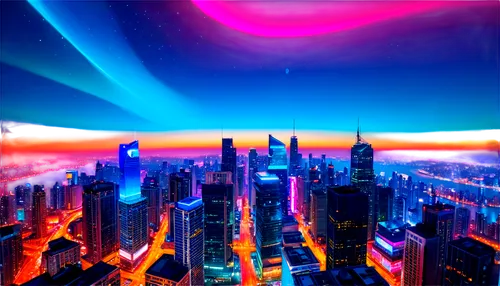 colorful city,futuristic landscape,cityscape,fantasy city,cybercity,guangzhou,metropolis,city skyline,coruscant,kaleidoscape,samsung wallpaper,futurist,colorful light,megacities,colored lights,amoled,skylighted,shanghai,dubai,3d background,Conceptual Art,Oil color,Oil Color 23