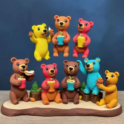 marzipan figures,gummybears,teddybears,the bears,wooden toys,3d teddy,Unique,3D,Clay