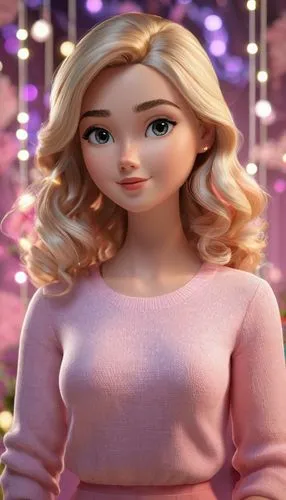 elsa,barbie,barbie doll,female doll,sweater,blonde girl with christmas gift,Unique,3D,3D Character