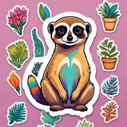 pygmy sloth,animal stickers,slow loris,tree sloth,pygmy slow loris,clipart sticker,ring-tailed,flower animal,slothbear,sloth,lemur,fauna,mustelid,panda,tamarin,stickers,mustelidae,three-toed sloth,bamboo,growth icon,Unique,Design,Sticker