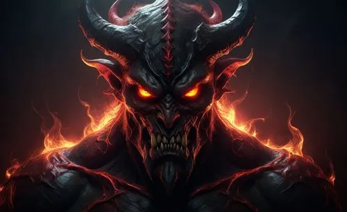 a demonic demonic demon with red eyes and fiery flames,surtur,ifrit,destoroyah,diabolus,azazel,demongeot