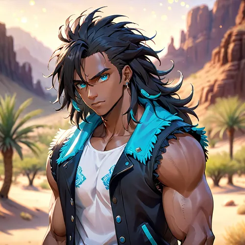 desert background,male character,monsoon banner,kayenta,timna park,adonis,muscle icon,joseph,capture desert,kurai steppe,rein,desert run,wuchang,sleeveless shirt,cg artwork,bedouin,portrait background,gobi,jin deui,wadi,Anime,Anime,Traditional