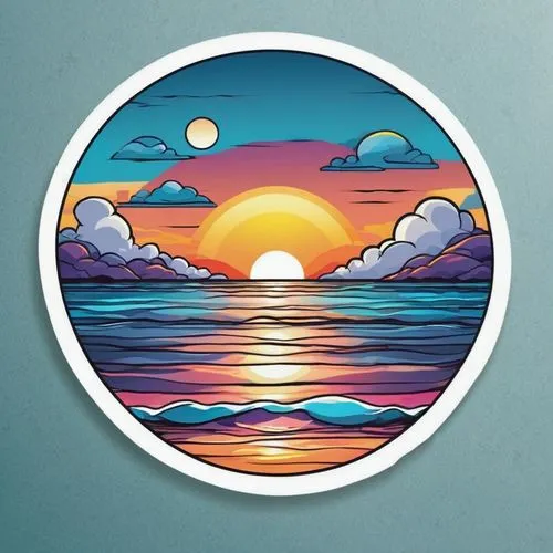 coast sunset,circle icons,islamorada,ocean background,ocean,samui,Unique,Design,Sticker