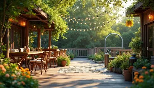 outdoor dining,beer garden,pergola,outdoor table and chairs,terrasse,alfresco,patios,terrace,garden bench,patio,biergarten,summer cottage,summer evening,yountville,tearoom,garden furniture,english garden,garden party,country hotel,wooden decking,Photography,General,Realistic