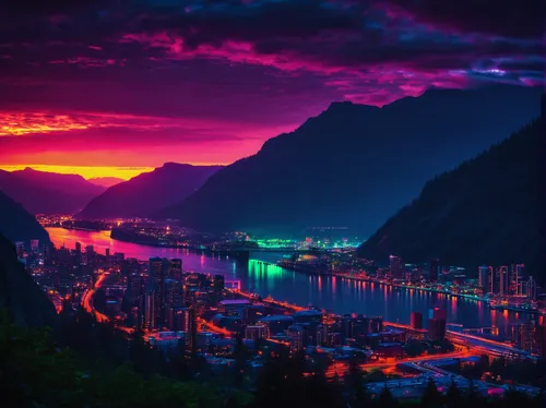 Columbia River Gorge Sunrise,vancouver,british columbia,colorful city,vancouver island,montreux,night glow,lillooet,west canada,chongqing,colorful light,futuristic landscape,alaska,city lights,whistle