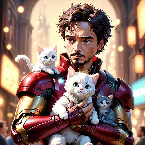 tony stark,cat family,kittens,cat lovers,cg artwork,cat warrior,pets,cats,sci fiction illustration,adopt a pet,stony,kitten,cat child,baby cats,cat sparrow,for pets,iron man,cat kawaii,pet,lucky cat,Anime,Anime,Cartoon