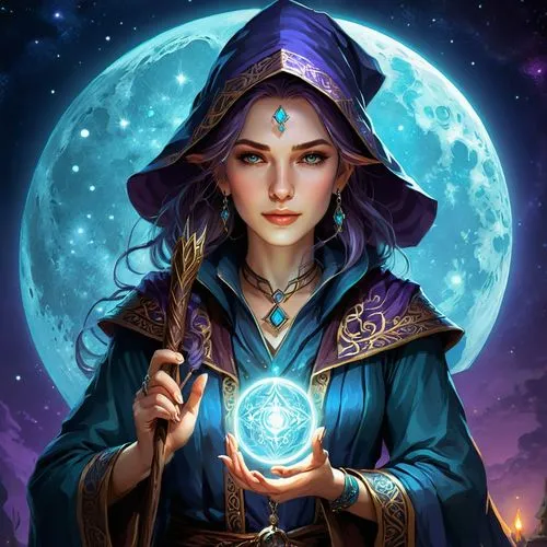 sorceress,sorceresses,blue enchantress,fortuneteller,archmage,jaina,Conceptual Art,Fantasy,Fantasy 08