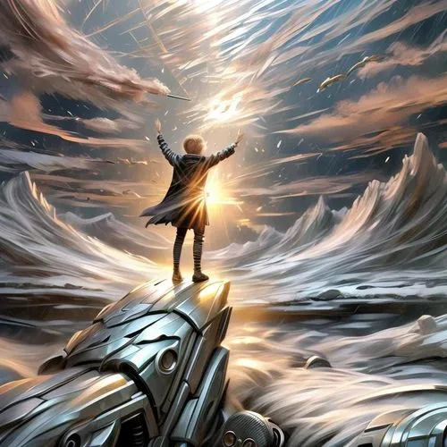 fantasy picture,the wind from the sea,light bearer,heroic fantasy,wind warrior,kite boarder wallpaper,god of the sea,fantasy art,full hd wallpaper,background images,cleanup,ascension,poseidon,tidal wave,creative background,wind wave,maelstrom,salt and light,little girl in wind,world digital painting