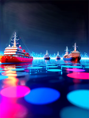 ship traffic jam,ship traffic jams,sea fantasy,cinema 4d,colored lights,elektroboot,waterglobe,cruise ship,ship releases,ilightmarine,yachts,floating stage,colorful water,3d fantasy,digiart,boats,boat landscape,3d background,colorful star scatters,docked,Illustration,Realistic Fantasy,Realistic Fantasy 19