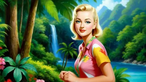 the blonde in the river,connie stevens - female,florinda,paquita,marylyn monroe - female,ninfa,floricienta,desilu,background image,fairyland,hawaiiana,whigfield,rosalinda,nature background,marilynne,forest background,thumbelina,cartoon video game background,googoosh,grappelli