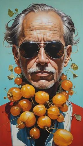 el salvador dali,dali,elderly man,kernels,warhol,stan lee,peppernuts,colonel,kumquats,succotash,italian nuts,pine nuts,pensioner,tomatos,berger picard,tangerines,geppetto,papaya,omega3,drug icon,Illustration,Realistic Fantasy,Realistic Fantasy 24