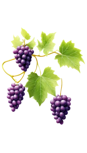 Cute grapes, cartoon style, purple grapes, green leaves, curly vines, shiny surface, dew drops, soft lighting, 3/4 composition, shallow depth of field, pastel color tone, playful expression, whimsical