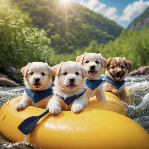 white water rafting,kayaks,rafting,pedalos,kayaking,canoeing,white water inflatables,rescue dogs,boat rapids,water sports,raft guide,corgis,pedal boats,summer floatation,raft,canoes,color dogs,cute animals,puppies,dog photography,Photography,General,Commercial