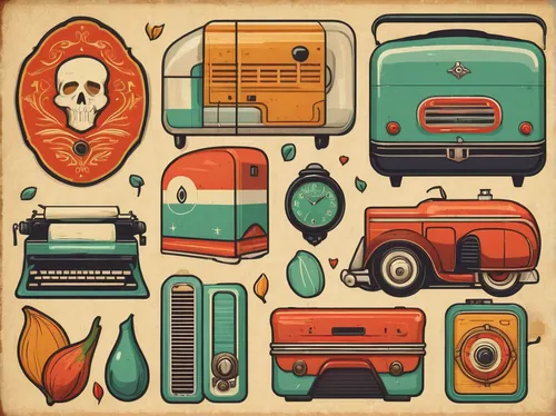 retro items,retro 1950's clip art,fruits icons,icon set,travel trailer poster,set of icons,suitcases,vintage theme,fruit icons,suitcase,scrapbook clip art,nautical clip art,motorhomes,houses clipart,old suitcase,autumn camper,luggage set,campervan,vector graphics,luggage compartments,Illustration,Realistic Fantasy,Realistic Fantasy 45