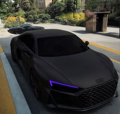 car station,a black colored car with a purple stripe on it,audi r8,reventon,audi r8 v10 plus,audi rs7,futuristic car,lamborghini aventador