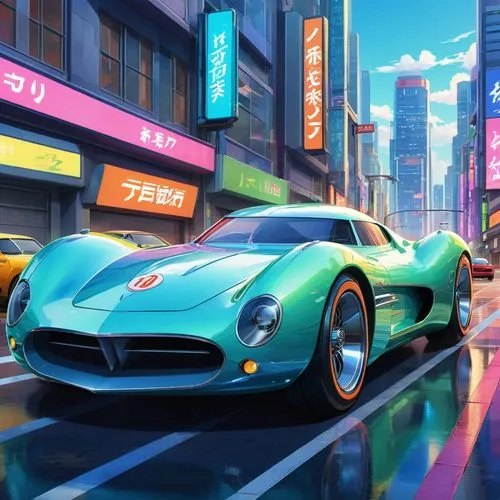 ford gt 2020,zonda,3d car wallpaper,pagani,bizzarrini,pagani zonda,Illustration,Japanese style,Japanese Style 03