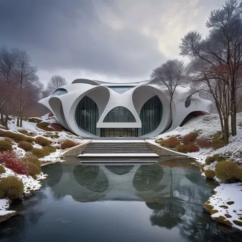 futuristic art museum,futuristic architecture,cubic house,cube house,snowhotel,dunes house,ice hotel,modern architecture,winter house,asian architecture,archidaily,mirror house,cooling house,japanese architecture,inverted cottage,futuristic landscape,snow house,aqua studio,frame house,chinese architecture,Illustration,Japanese style,Japanese Style 09