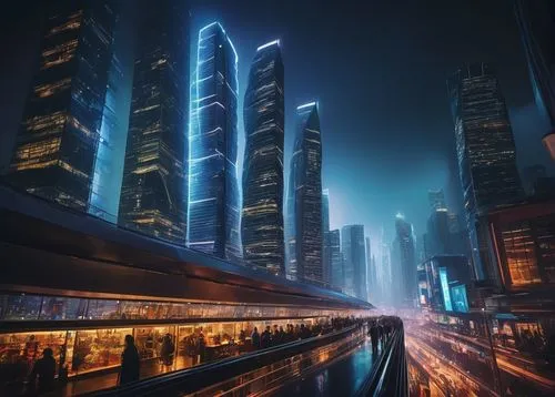 guangzhou,maglev,shanghai,metropolis,light trail,city at night,dubai marina,light trails,superhighways,futuristic architecture,coruscant,cybercity,futuristic landscape,dubai,futuristic,chongqing,electric train,bladerunner,amtrak,dystopias,Art,Classical Oil Painting,Classical Oil Painting 16