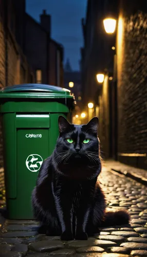 street cat,rubbish collector,bin,alley cat,garbage collector,waste collector,feral cat,stray cat,recycle bin,recycling bin,waste bins,litter box,black cat,cheshire,cat european,waste container,trashcan,rubbish,street cleaning,cat image,Photography,Artistic Photography,Artistic Photography 10