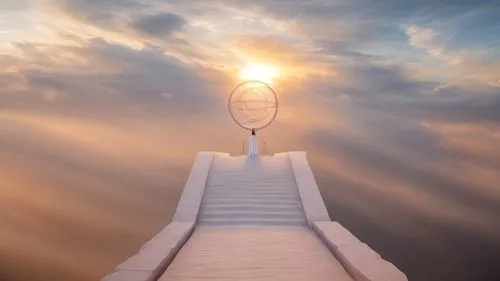 heavenly ladder,stairway to heaven,the pillar of light,parabolic mirror,angel moroni,heaven gate,stargate,dreams catcher,harp,ancient harp,light bearer,celtic harp,ascending,cloud shape frame,sun dial