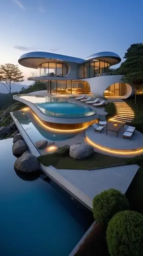 futuristic architecture,modern architecture,luxury property,modern house,asian architecture,dreamhouse,Photography,General,Realistic