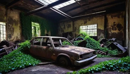 abandoned car,old abandoned car,scrapped car,derelict,abandoned places,scrap car,abandoned,lost place,car cemetery,luxury decay,overgrowth,abandoned place,fordlandia,disused,dereliction,abandoned factory,car recycling,lost places,rusty cars,planted car,Art,Classical Oil Painting,Classical Oil Painting 21