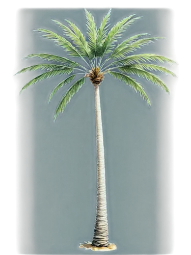 Palm tree, solo, tall, slender trunk, green leaves, curved branches, tropical vibe, sunny day, clear blue sky, soft focus, warm lighting, shallow depth of field, 3/4 composition, close-up, realistic t