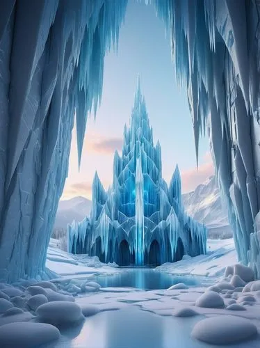 ice castle,icewind,ice wall,ice cave,jotunheim,frozen,ice landscape,icefall,ice planet,refrozen,winterfell,ice curtain,icefalls,winter background,ice crystal,cartoon video game background,frozen ice,crystallize,iceburg,narnian,Illustration,Retro,Retro 20