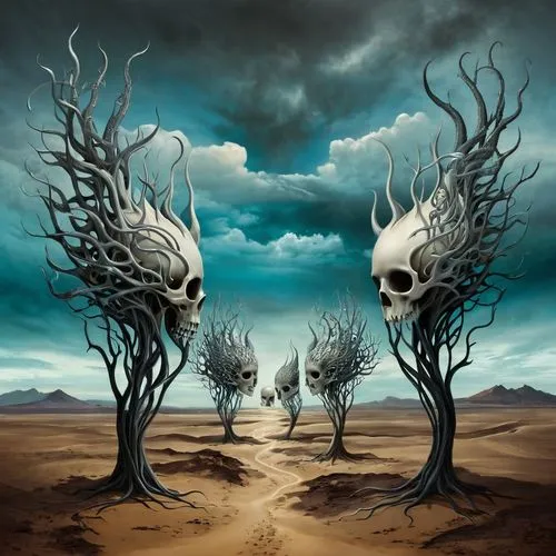 ghost forest,halloween bare trees,dead vlei,deforested,dead earth,dead wood,desertification,dance of death,arid landscape,dead branches,the roots of trees,tree of life,surrealism,the grave in the earth,scorched earth,tree thoughtless,of trees,tree grove,arid land,barren,Illustration,Black and White,Black and White 07