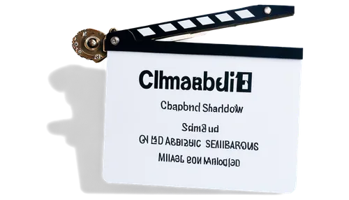 Clapboard, wooden handle, metal clips, white card with black text, spotlight shining down, dramatic shadows, high-contrast lighting, cinematic composition, shallow depth of field, realistic texture, m