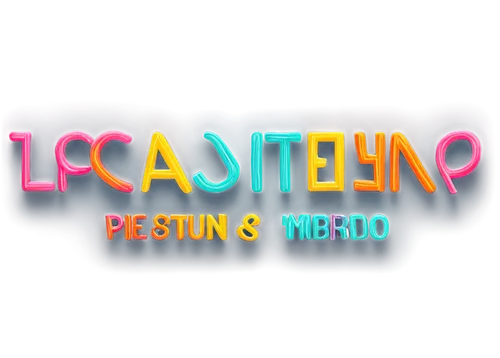 9 composition, HD resolution, colorful typography, playful font styles.,an abstract neon sign with the word'pesun & imbroo ',lactam,lectin,lacalamita,petruno,liceum,pictum,lettsome,latinum,lestrac,lot