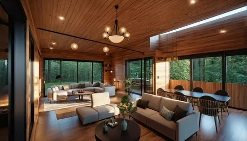 sunroom,interior modern design,modern living room,chalet,cabin,forest house,the cabin in the mountains,mid century house,modern decor,verandah,luxury home interior,family room,verandahs,wooden beams,living room,contemporary decor,breakfast room,livingroom,interior design,electrohome,Photography,General,Realistic