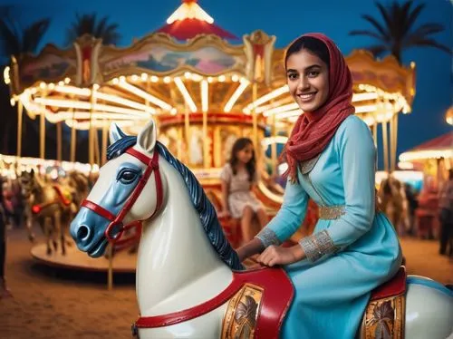 carousel horse,desert safari dubai,arabian horse,hijaber,arabian camel,thoroughbred arabian,arabian horses,dubai garden glow,annual fair,carousel,arabian,dubai desert safari,hijab,horse riding,omani,muslim woman,camelride,islamic girl,children's ride,arab,Photography,General,Cinematic